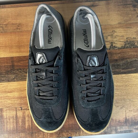 Olukai Punini Sneaker Shoes Black Mens Size 9.5 Sneakers Fabric & Suede Lace Up main image 5